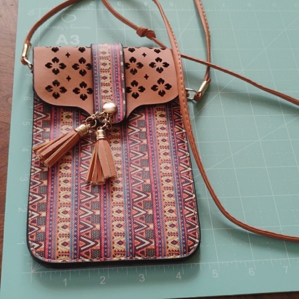 (1020) Brown and Black Crossbody Phone Holder